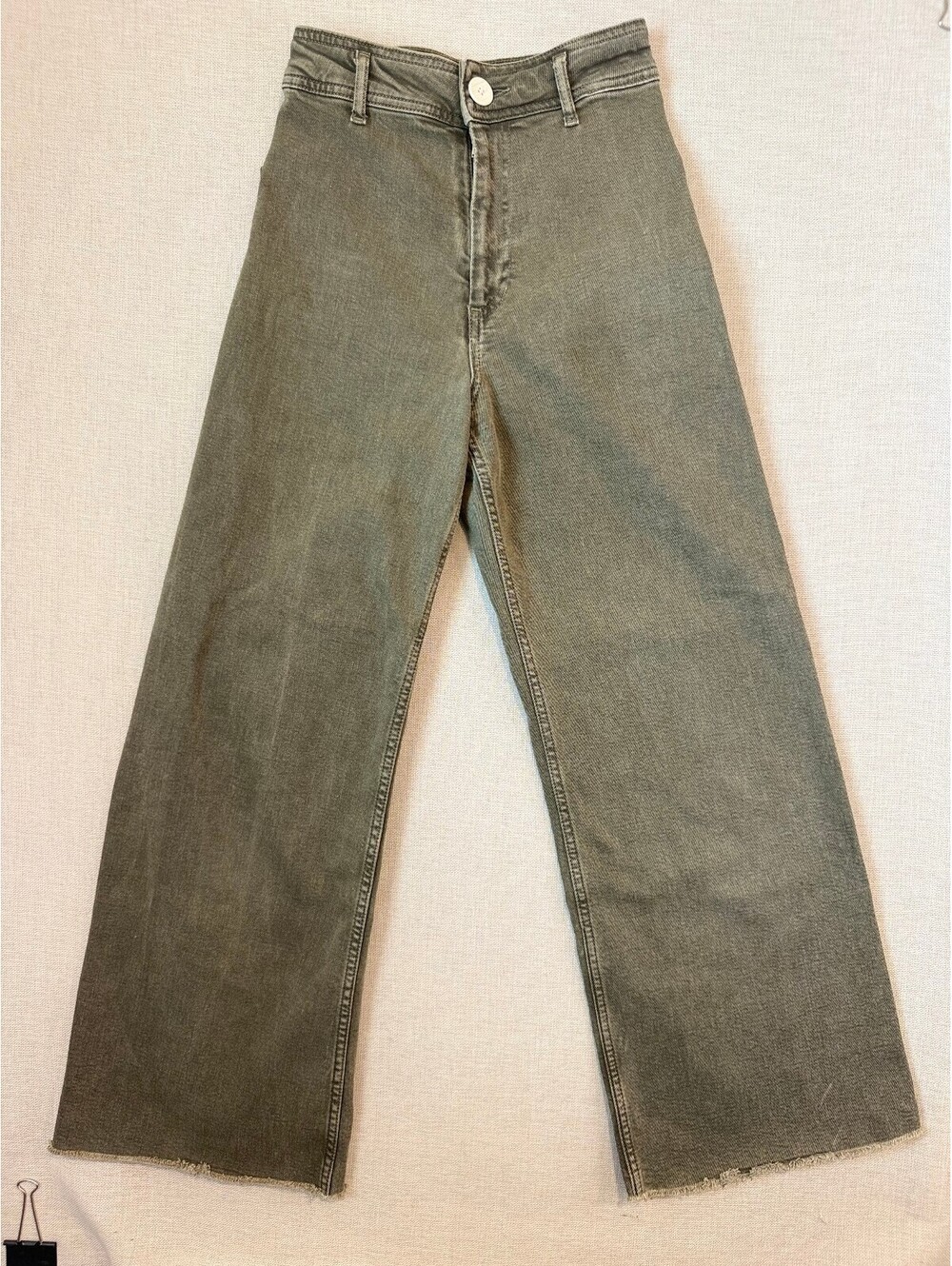 Zara The Marine Straight Jeans in Olive Green Size 2
